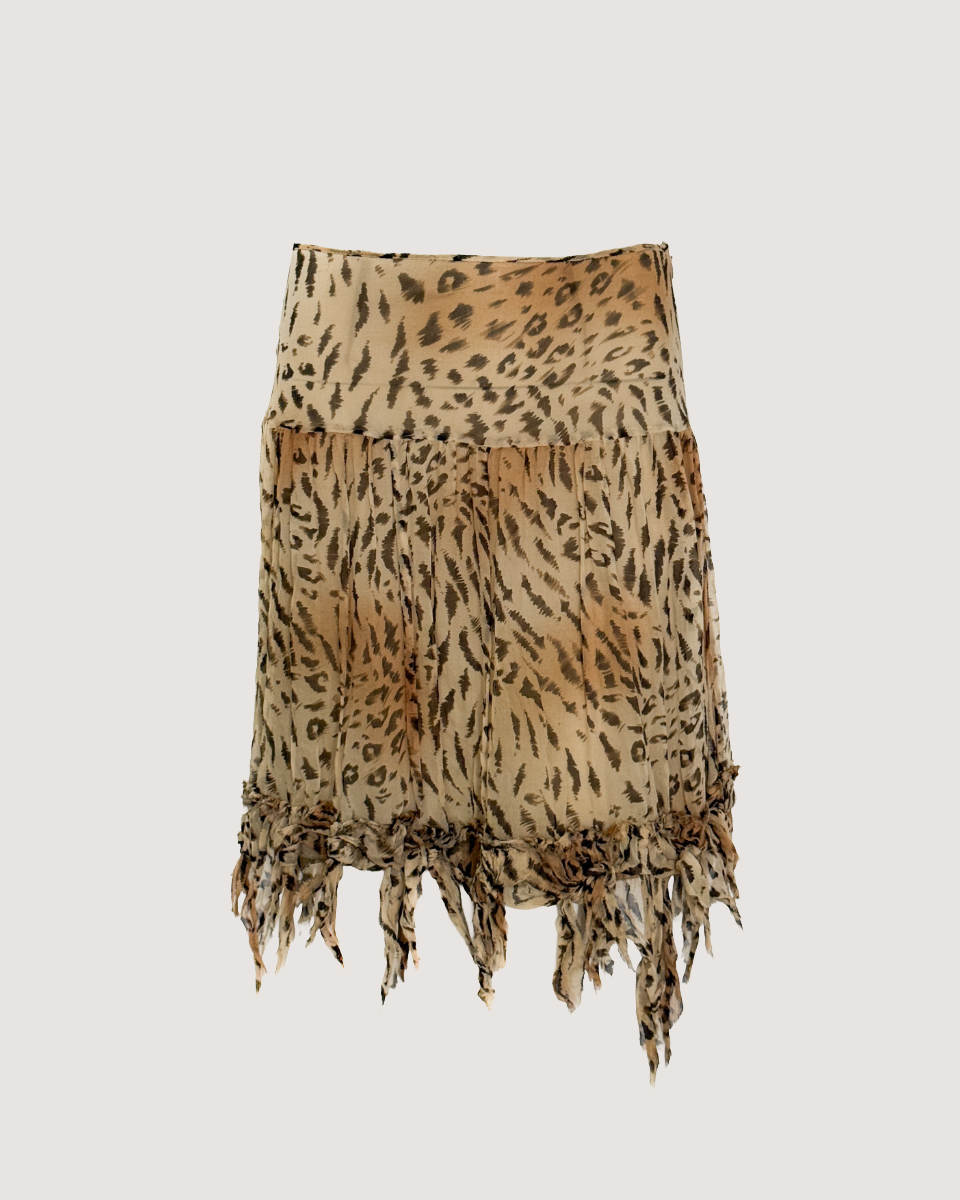Blugirl Blumarine 100% Silk Leopard Print Mini Skirt (Small